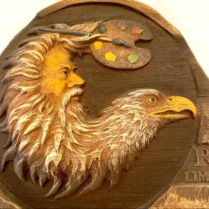 Rick Cain limited edition sculpture Eagle Mountain man painting easel. Signed